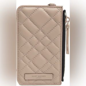 Kurt Geiger London quilted leather card holder with lanyard with strap